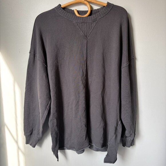 Aerie Gray Oversized Crewneck Women's XS - Picture 2 of 9